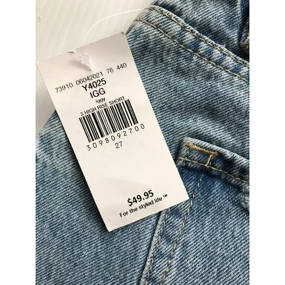 Flying monkey Womens Destruct Denim High Rise Frayed Hem Shorts Size 25, 27 - Picture 8 of 12